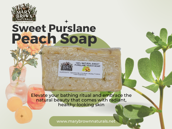 100% Natural Sweet Purslane Peach Soap // Free Exfoliating Soap Bag