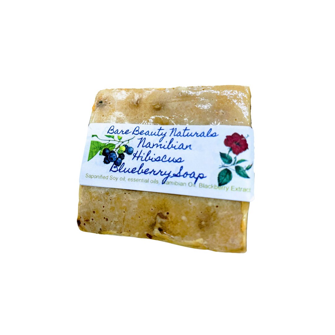 100% Natural Namibian Hibiscus Blueberry Soap // Free Exfoliating Soap Bag