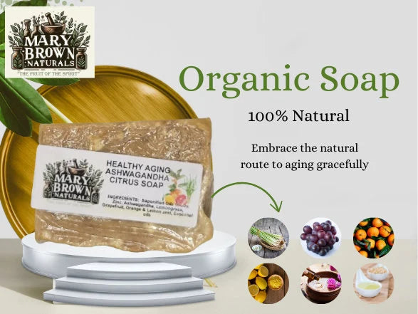 Healthy Aging Ashwagandha Citrus Soap // With Free Exfoliating Soap Bag