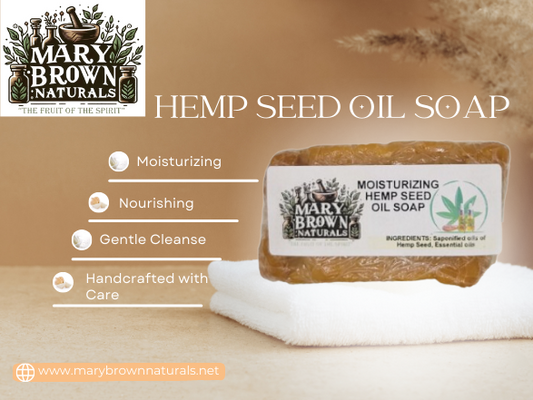 100% Natural Moisturizing Hemp Seed Oil Soap // Free Exfoliating Soap Bag