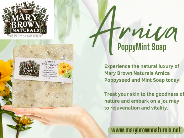 100% Natural Arnica PoppyMint Exfoliating Soap // Free Exfoliating Soap Bag