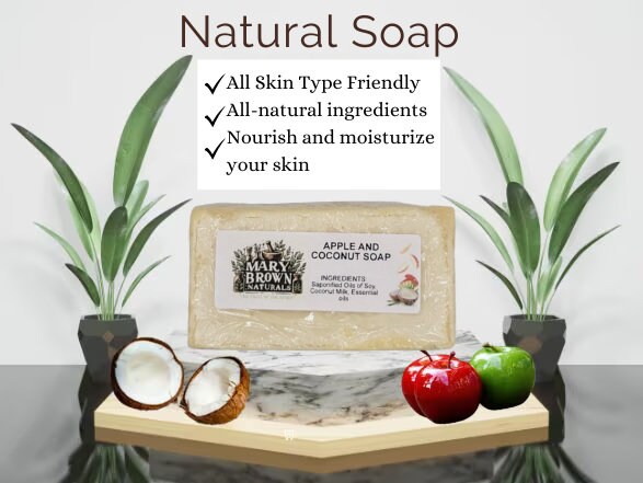 100% Natural Apple and Coconut Milk Soap // With Free Exfoliating Soap Bag