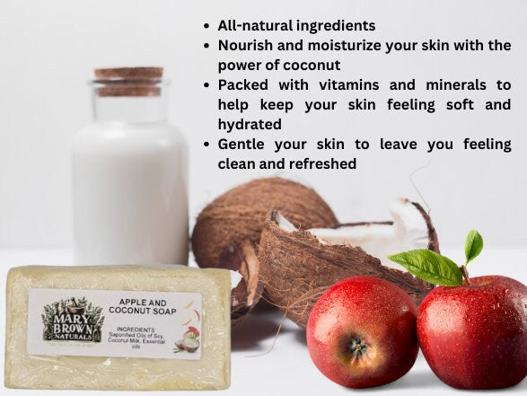 100% Natural Apple and Coconut Milk Soap // With Free Exfoliating Soap Bag