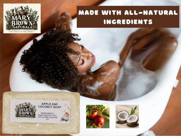 100% Natural Apple and Coconut Milk Soap // With Free Exfoliating Soap Bag