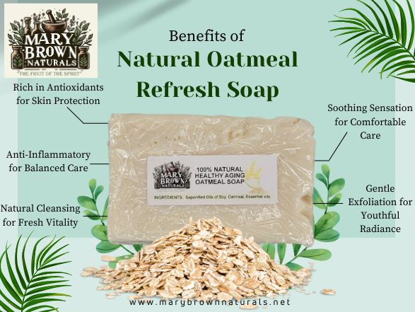 100% Natural Healthy Aging Oatmeal Refresh Soap // Free Exfoliating Soap Bag