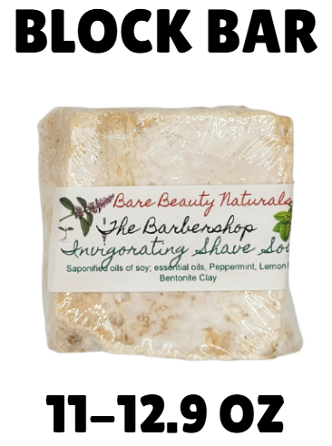100% Natural Shaving Soap – The Barbershop Scent – Plant-Based with Peppermint, Lemon Balm, and Bentonite Clay // Free Exfoliating Soap Bag