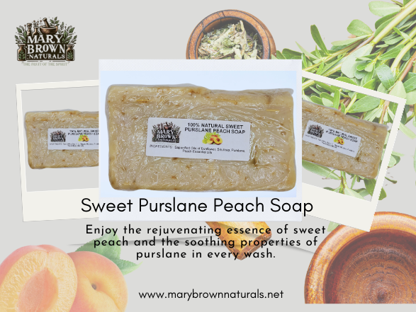 100% Natural Sweet Purslane Peach Soap // Free Exfoliating Soap Bag