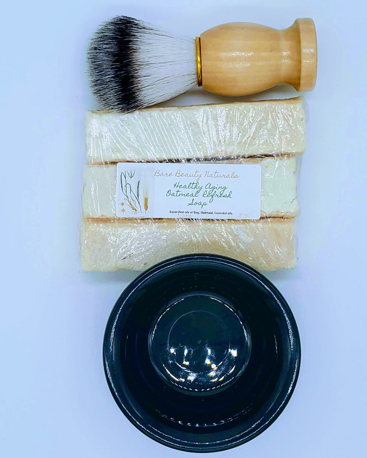Vintage-Inspired Shaving Brush, Bowl and Razor Stand Combo