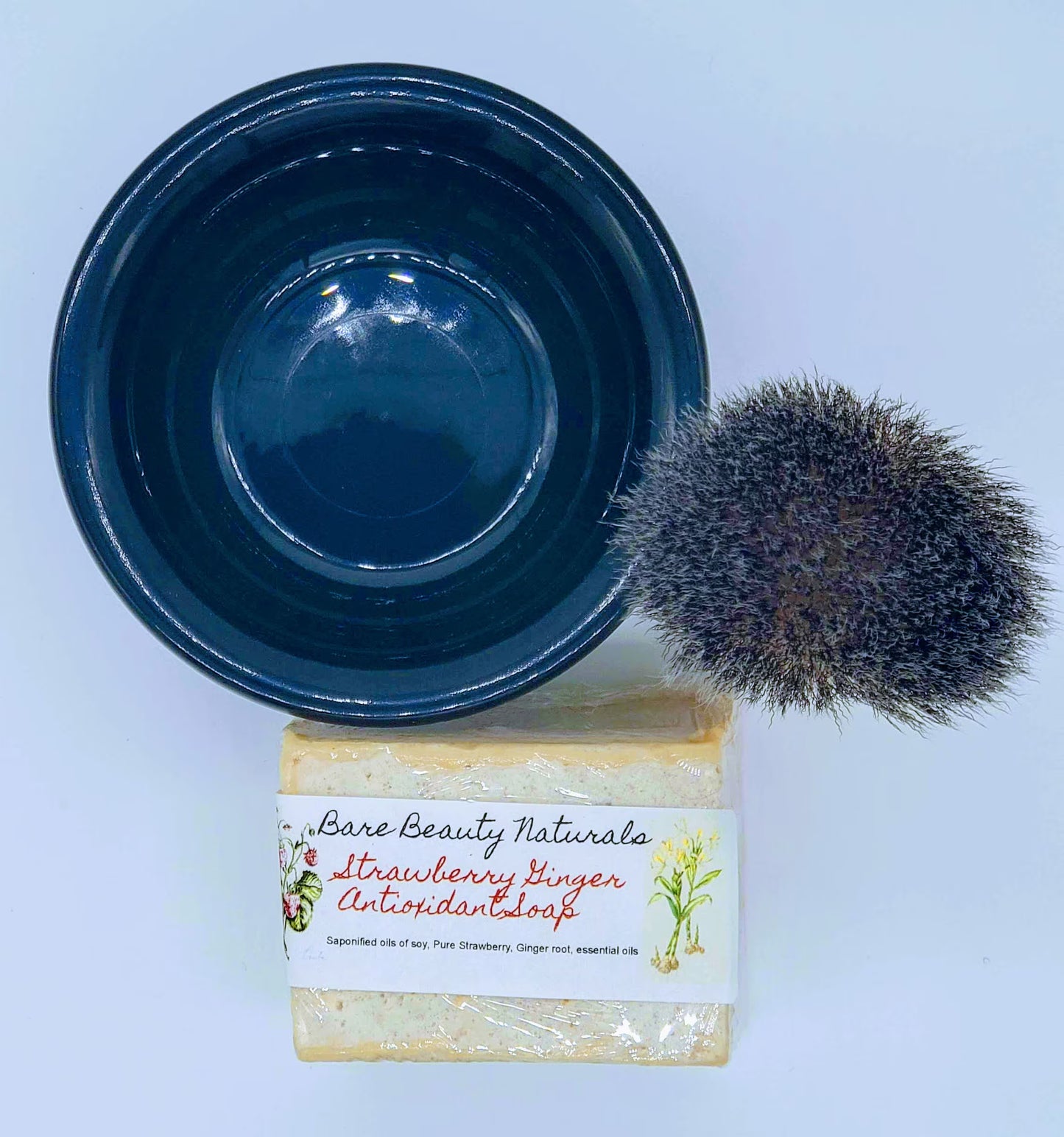 Vintage-Inspired Shaving Brush, Bowl and Razor Stand Combo