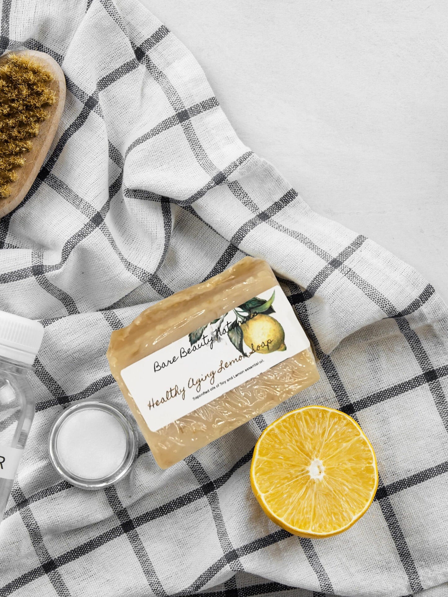 100% Natural Chemical free Healthy Aging Lemon Soap // Free Exfoliating Soap Bag
