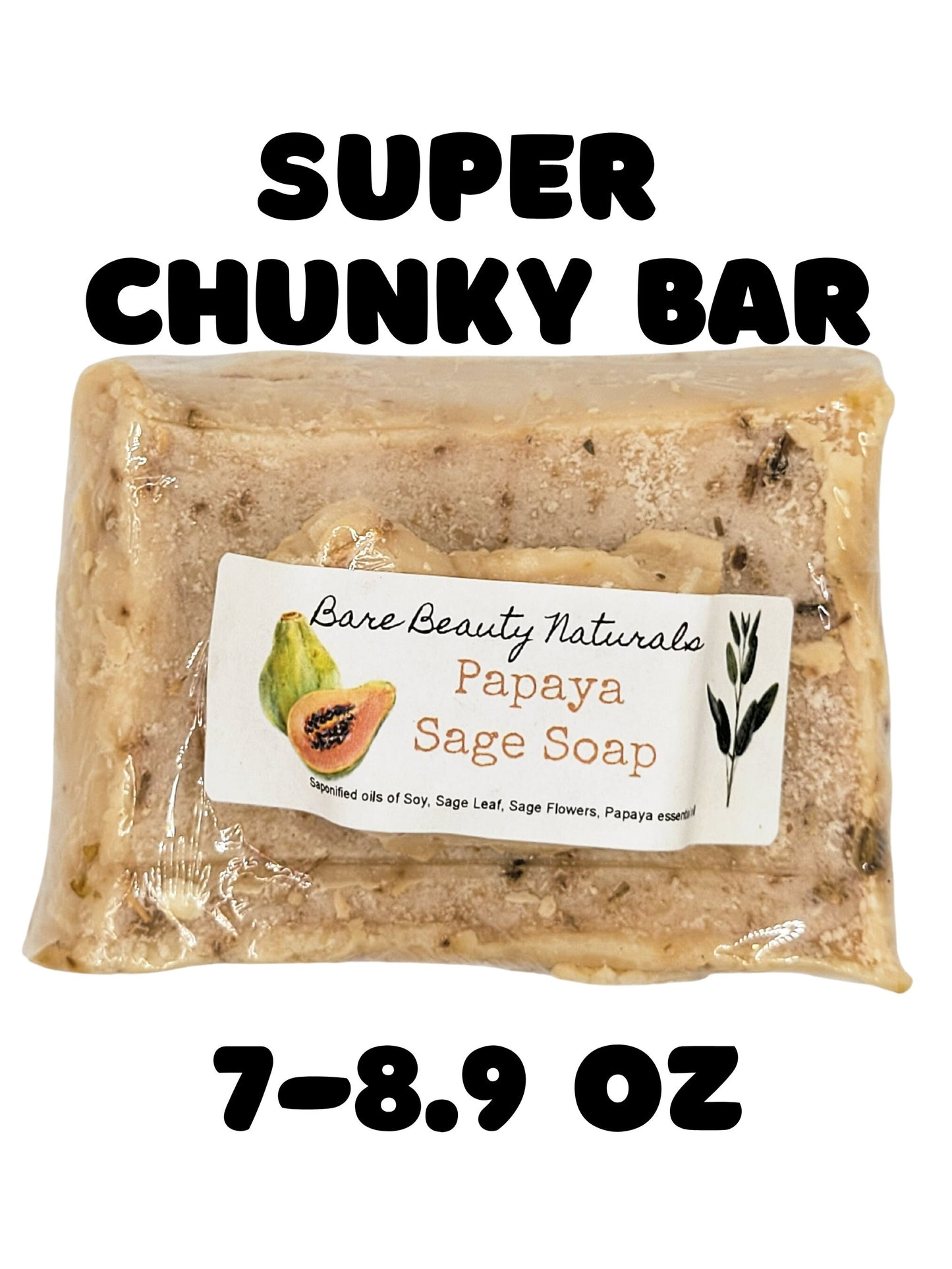 Botanical Fusion: Papaya Sage Handcrafted Soap // Free Exfoliating Soap Bag