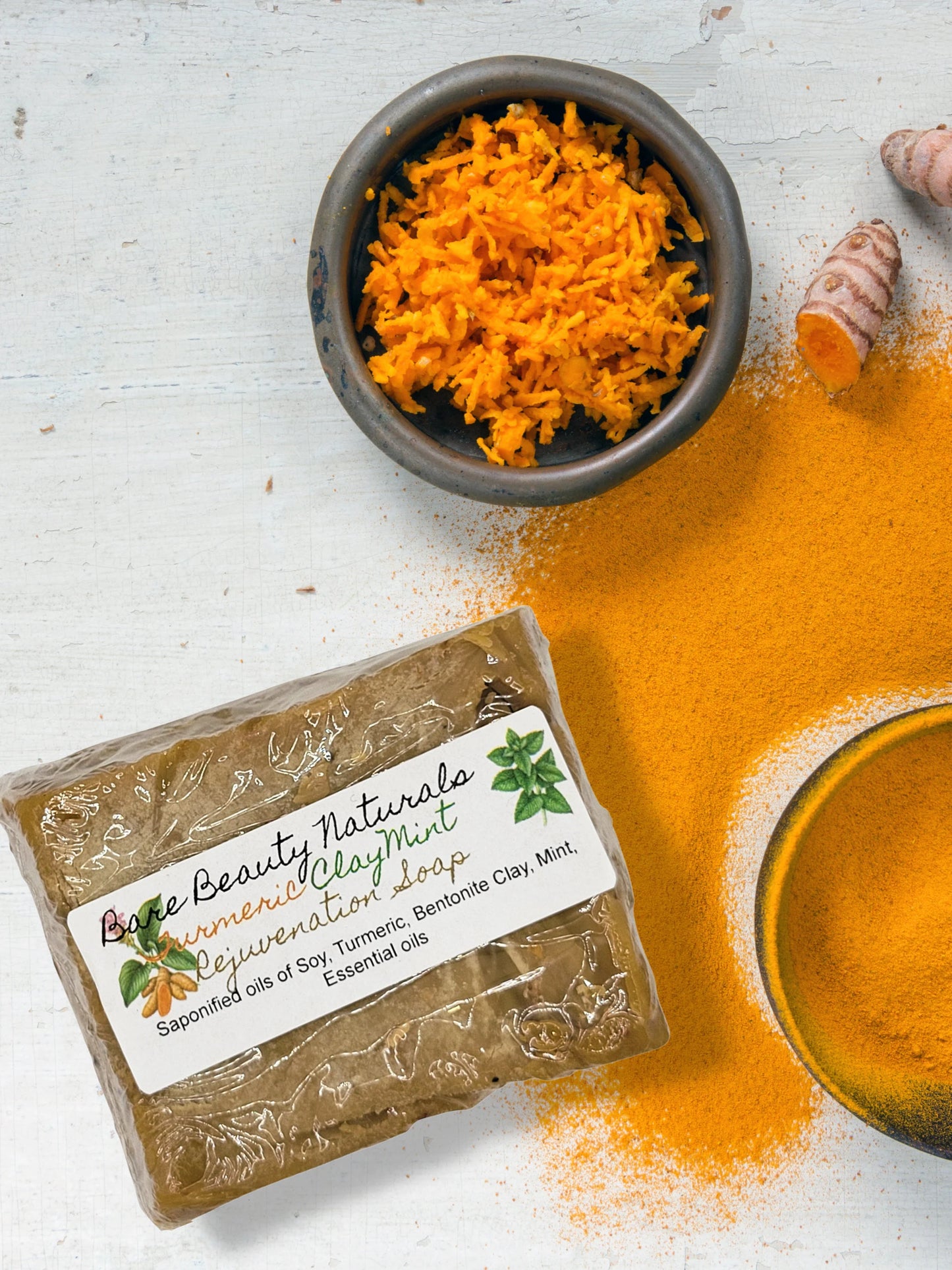 100% Natural Turmeric and Green Tea Rejuvenation Soap // Free Exfoliating Soap Bag