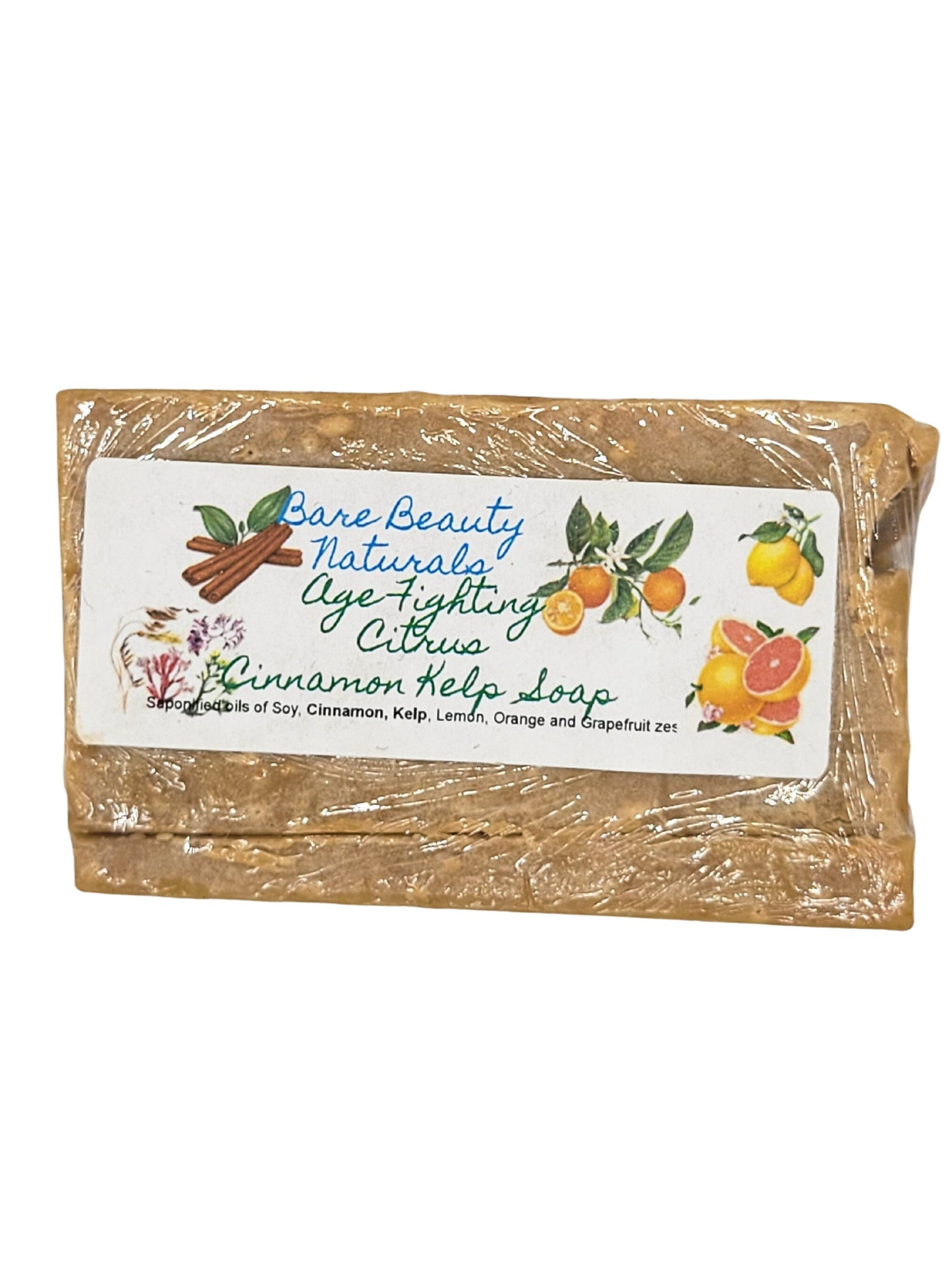 Invigorating Citrus Cinnamon Kelp Soap - Artisanal Handcrafted Bar // FREE Exfoliating Bag - Various Soap Cut Sizes