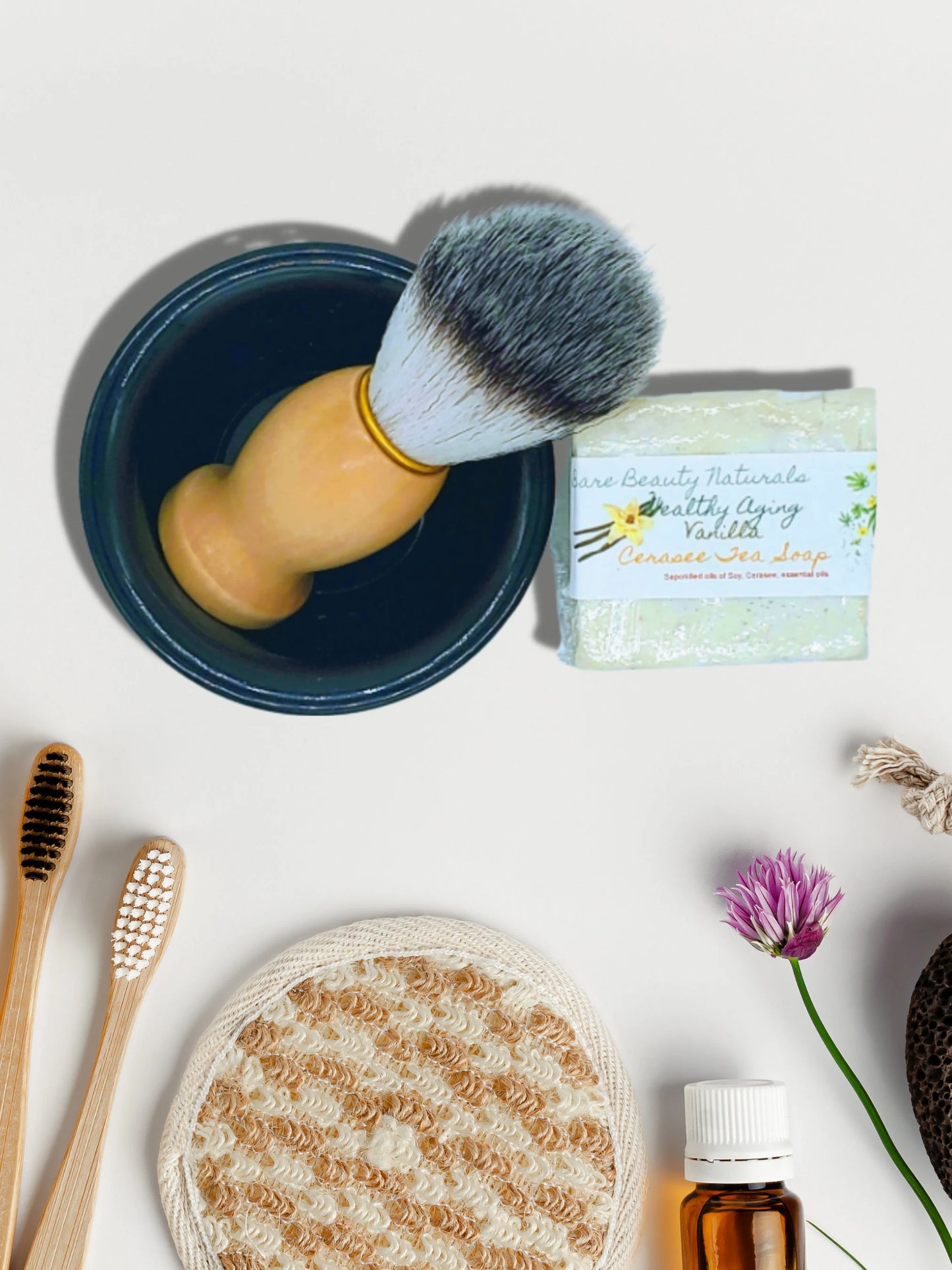 100% Natural Vanilla Cerasee Tea Soap // Free Exfoliating Soap Bag