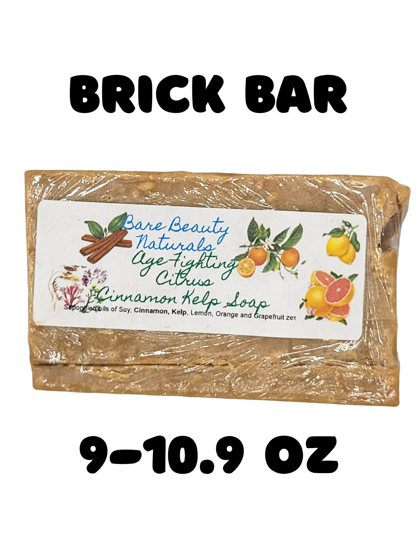 Invigorating Citrus Cinnamon Kelp Soap - Artisanal Handcrafted Bar // FREE Exfoliating Bag - Various Soap Cut Sizes