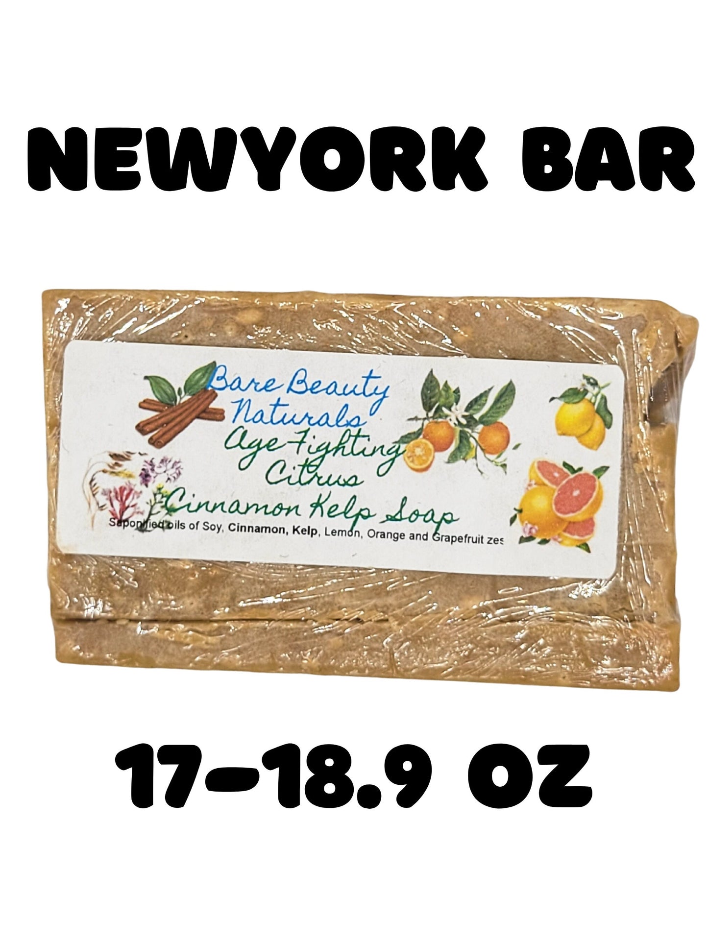 Invigorating Citrus Cinnamon Kelp Soap - Artisanal Handcrafted Bar // FREE Exfoliating Bag - Various Soap Cut Sizes