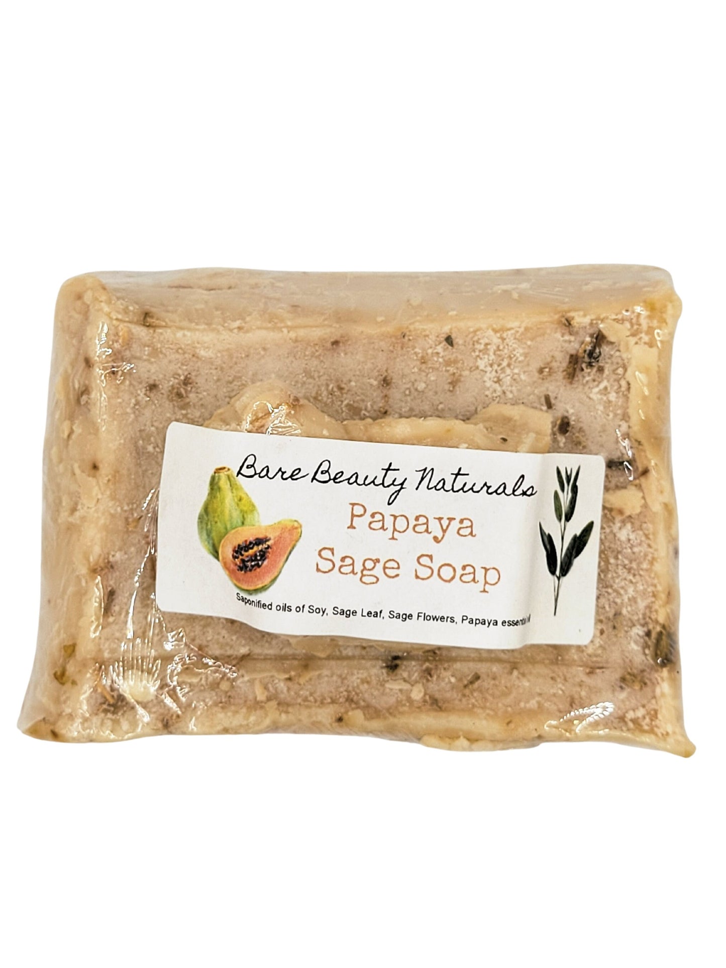 Botanical Fusion: Papaya Sage Handcrafted Soap // Free Exfoliating Soap Bag