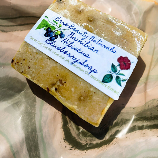 100% Natural Namibian Hibiscus Blueberry Soap // Free Exfoliating Soap Bag