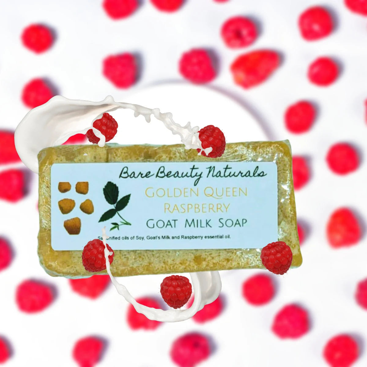 100% Natural Antiaging Golden Queen Raspberry Goat Milk Soap // Free Exfoliating Soap Bag