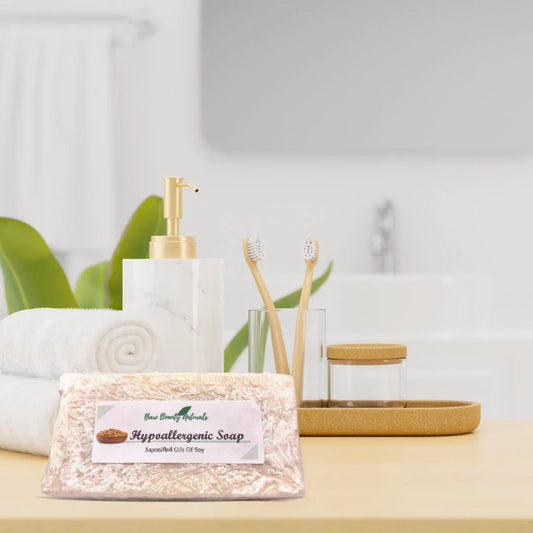 100% Natural Hypoallergenic Soap-unscented- no color- no additives- Acne soap // Free Exfoliating Soap Bag