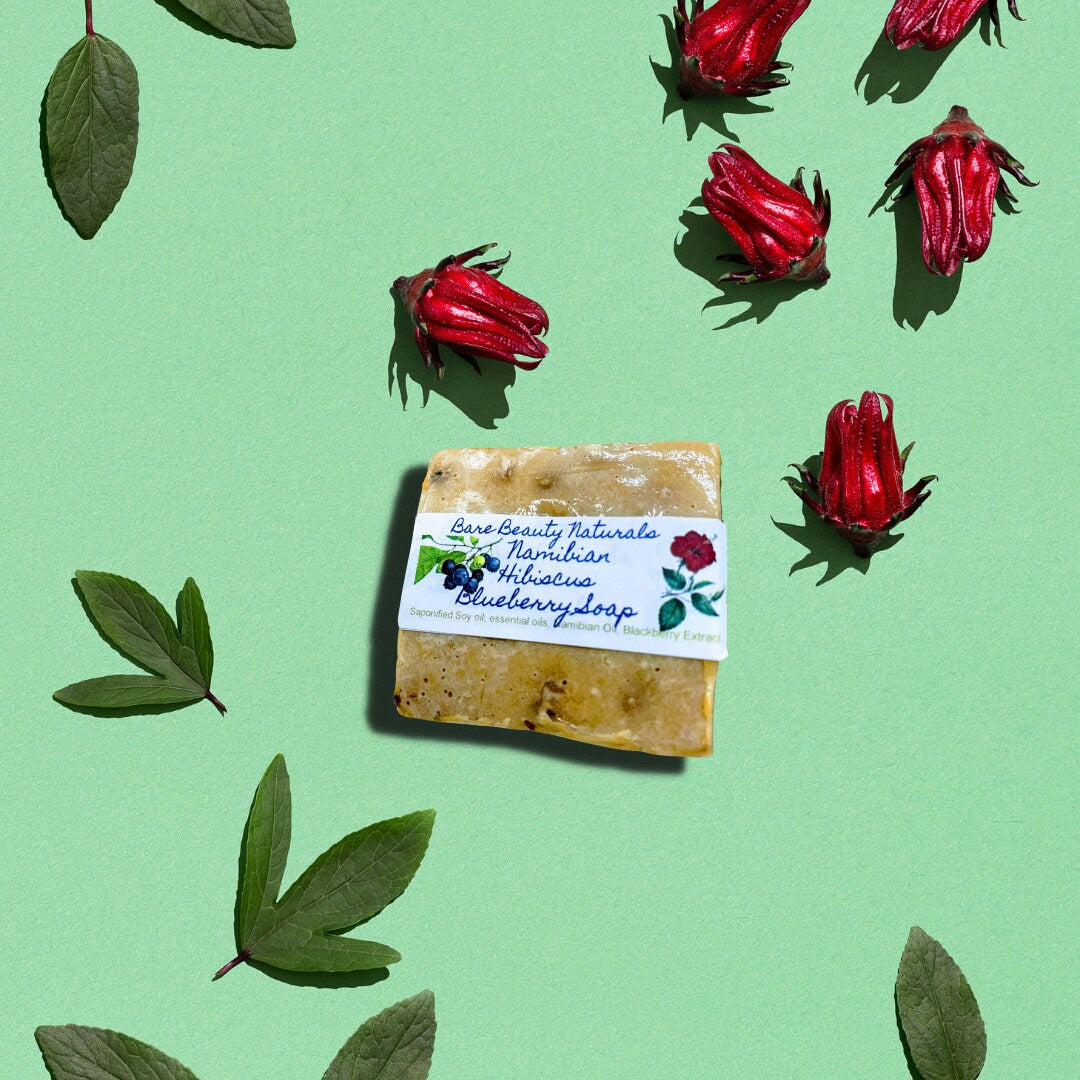 100% Natural Namibian Hibiscus Blueberry Soap // Free Exfoliating Soap Bag