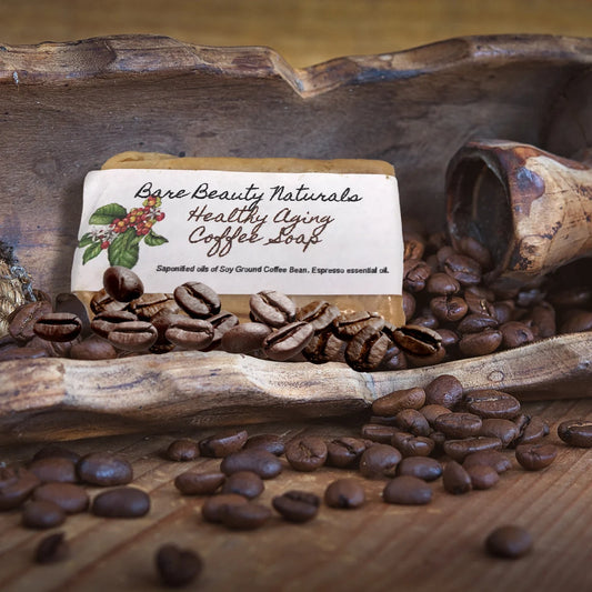 100% Natural Healthy Aging Coffee Soap // Free Exfoliating Soap Bag