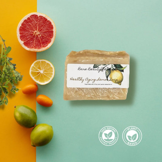 100% Natural Chemical free Healthy Aging Lemon Soap // Free Exfoliating Soap Bag