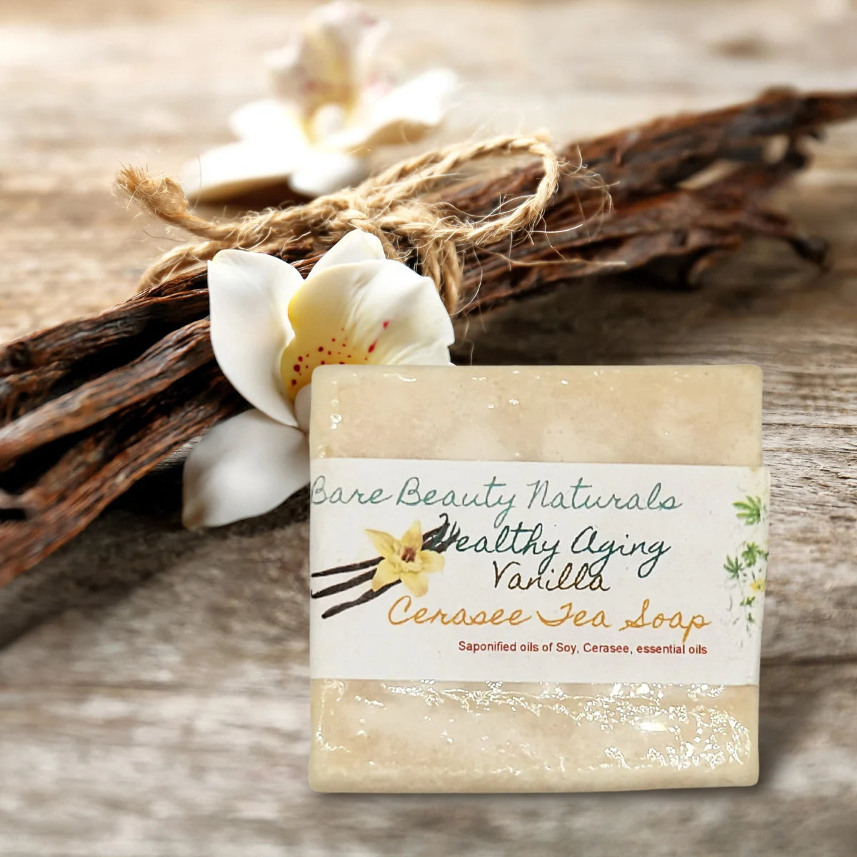 100% Natural Vanilla Cerasee Tea Soap // Free Exfoliating Soap Bag
