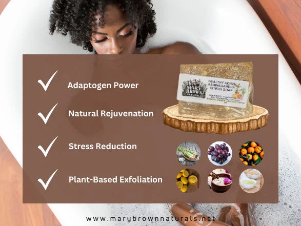 Healthy Aging Ashwagandha Citrus Soap // With Free Exfoliating Soap Bag
